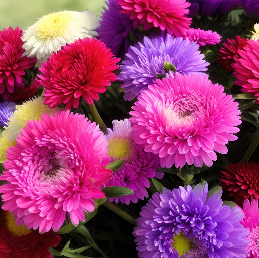 600x Powder Puff China Aster Callistephus Chinensis Seeds - Stunning Annual